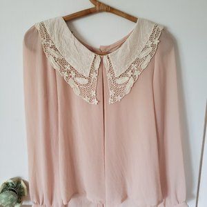 Vintage Style Lace Blouse in Pink